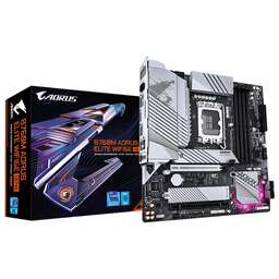 AORUS Материнская плата Gigabyte B760M ELITE WIFI6E GEN5, Socket 1700, Intel®B760, 4xDDR5-4800, HDMI+DP, 2xPCI-Ex16, 4xSATA3(RAID 0/1/5/10), 2xM.2, 8Ch Audio, 1x2.5GLan, WiFi, (4+4)xUSB2.0, (4+2)xUSB3.2, (1+1)xUSB3.2 Type-C™, mATX, RTL