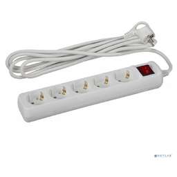 ЭРА Б0028383 Удлинитель электрический U-5es-5m-3x1 с заземлением с выключателем 5 розеток 5м ПВС 3x1 мм2 16А