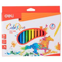 DELI Фломастеры EC10010 ColoRun Вентилируемый 18цв. коробка с европодвесом