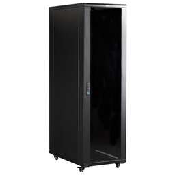 LANMASTER Шкаф коммутационный (TWT-CBB-27U-6X10-G1) напольный 27U 600x1000мм пер.дв.стекл 2 бок.пан. задн.дв.перфор.2-хст. 800кг черный IP20