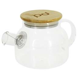 POMIDORO POMI D'ORO P250085 Neri Чайник заварочный стеклянный с фильтром-пружиной и бамбуковой крышкой, 600мл