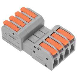 REXANT Клемма СМК 222-424R проходная разъемная 4 полюса серая 0,2-2,5/4мм² (блистер 5 шт/уп)