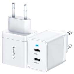 CHOETECH Сетевое зар./устр. Q5006-EU 40W 3A (PD) 2xUSB type-C универсальное белый (Q5006-EU-WH)