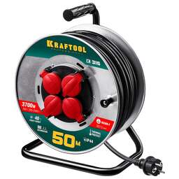 KRAFTOOL K-315, КГ, 3 x 1.5 мм2, 50 м, 3700 Вт, IP44, силовой удлинитель на стальной катушке (55085-50)
