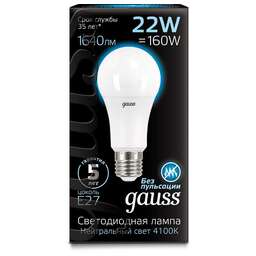 GAUSS Упаковка ламп LED E27, шар, 22Вт, 10 шт. [102502222]