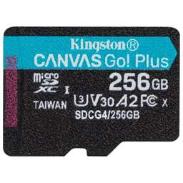 KINGSTON Карта памяти microSDXC UHS-I U3 Canvas Go Plus 256 ГБ, 200 МБ/с, Class 10, SDCG4/256GBSP, 1 шт., без адаптера