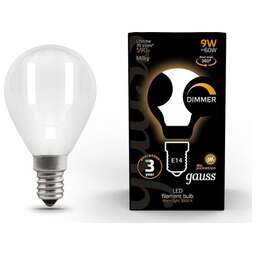 GAUSS Лампа светодиодная Filament 105201109-D 9Вт цок.:E14 шар 220B св.свеч.бел.теп. (упак.:10шт)