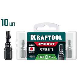 KRAFTOOL Impact TX 20, 25 мм, 10 шт, ударные биты (26195-20-25-S10)