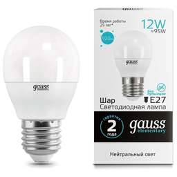 GAUSS Упаковка ламп LED E27, шар, 12Вт, 10 шт. [53222]