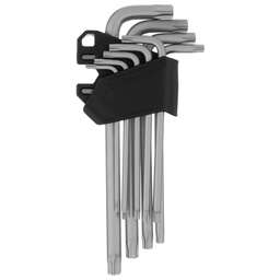 СИБРТЕХ Набор ключей имбусовых Torx-Tempered, TT10-50, CrV, 9 шт., удлиненные 123717