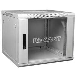 REXANT Шкаф коммутационный (04-0966-111) настенный 9U 600x600мм пер.дв.стекл 60кг серый 510мм 230град. 501мм сталь