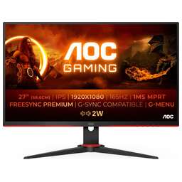 AOC Монитор 27" 27G2SPAE черный/красный IPS LED 1ms 16:9 HDMI M/M матовая 250cd 178гр/178гр 1920x1080 165Hz G-Sync FreeSync Premium VGA DP FHD 4.53кг