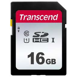 TRANSCEND Карта памяти SDHC UHS-I U1 16 ГБ, 95 МБ/с, Class 10, TS16GSDC300S, 1 шт., без адаптера