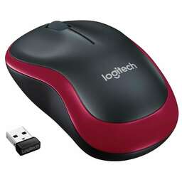 LOGITECH Мышь M185, оптическая, беспроводная, USB, черный и красный 910-002633