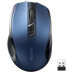 UGREEN Мышка компьютерная беспроводная MU006 (15064) Ergonomic Wireless Mouse 2.4G 4000DPI Silence Design. Цвет: синий