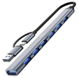 DIGMA Хаб (разветвитель) DHUB-7USB-AC-3.0, серебристый