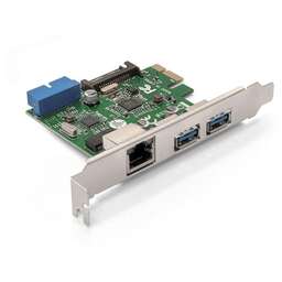 EXEGATE Контроллер EX290278RUS Контроллер сетевой EXE-362 (PCI-E x1 v2.0, 2*USB3.0 ext. + 1*USB3.0 int. + LAN UTP 1000Mbps, разъем доп.питания, Chipset VL805 + RTL8153B)