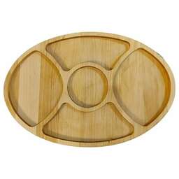 РОССИЯ 370672m Менажница "Овал 5 секций" 30х21х1,8 см, массив берёзы, покрыта маслом