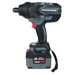 PROFIPOWER E0244 Аккумуляторный бесщеточный ударный гайковерт T-1200N (18В,Li-ion-1шт, 6.0Ач, 1200Нм, переходник 3/4"-1/2", З/У, в кейсе)