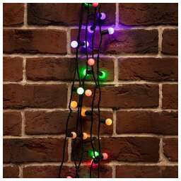 NEON-NIGHT (303-509-6) Мультишарики 17,5мм, 10 м, 80 LED МУЛЬТИ, темно-зеленый ПВХ, IP65, динамика, не соединяется