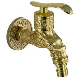 САНАКС - Кран водоразборный 1/2", 10 см от стены, металлокерамика, со штуцером, цвет ЗОЛОТО. 92554