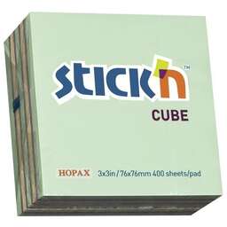 STICK`N Блок самоклеящийся бумажный 21342 76x76мм 400лист. 70г/м2 неон+пастель зеленый 3цв.в упак