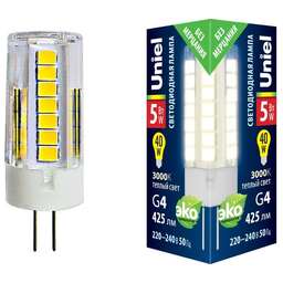 UNIEL (UL-00006744) LED-JC-220/5W/3000K/G4/CL GLZ09TR