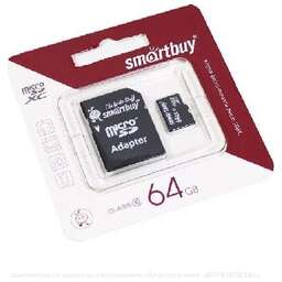 SMARTBUY (SB64GBSDCL10-01LE) MicroSDXC 64GB Class10 LE + адаптер