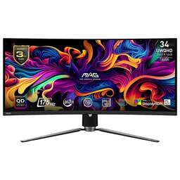 MSI 34" Монитор MAG 341CQP QD-OLED, 3440x1440, QD OLED, 175Гц, 2хHDMI, 1хDP, изогнутый, черный [9s6-3dd04t-010]