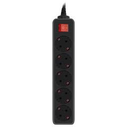 PC PET AP01006-3-B 3м (5 розеток) черный (пакет ПЭ)
