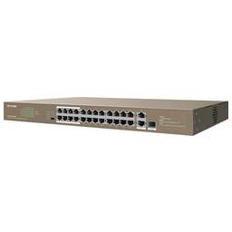 IP-COM Коммутатор F1126P-24-250W (L2) 24x100Мбит/с 2x1Гбит/с 1xКомбо(1000BASE-T/SFP) 1SFP 24PoE 230W неуправляемый
