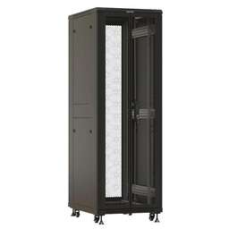 HYPERLINE Шкаф серверный (TTBR-4261-DD-RAL9004) напольный 42U 600x1000мм пер.дв.перфор.2ств. задн.дв.перфор.2-хст. 2 бок.пан. направл.под закл.гайки 800кг черный 910мм 122.2кг 2055мм IP20 сталь