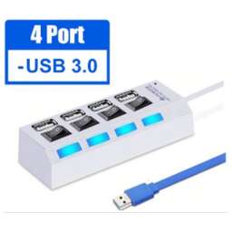 SMARTBUY (SBHA-7304-W) USB 3.0 хаб + выкл., 4 порта, белый