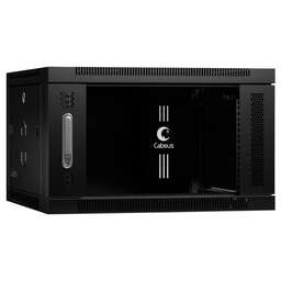 CABEUS Шкаф коммутационный SH-05F-6U60/35-BK настенный, стеклянная передняя дверь, 6U, 600x368x350 мм