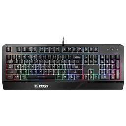 MSI Клавиатура Vigor GK20 RU черный USB Multimedia for gamer LED (подставка для запястий) (S11-04RU230-CLA) кабель 1.8м