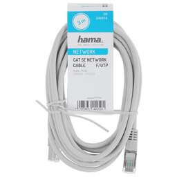 HAMA Кабель сетевой H-200916, RJ-45 (f) (прямой) - RJ-45 (m) (прямой), 3м, серый [00200916]