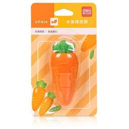 DELI Ластик VP414car VP414ORANGE морковь 54x23x16мм оранжевый блистер с европодвесом