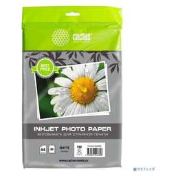 CACTUS CS-MA414020ED Фотобумага A4, 140г/м2, 20л, для струйной печати, белый, покрытие матовое