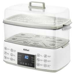 KITFORT Пароварка КТ-6431 2ярус. 800Вт белый/серый