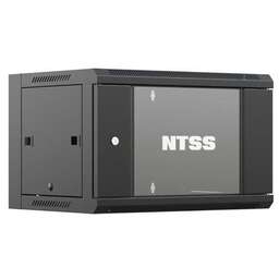 NTSS Шкаф коммутационный -W6U6060GS-BL настенный, стеклянная передняя дверь, 6U, 570x370x600 мм