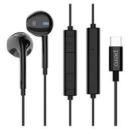 PERO Наушники EP18, USB Type-C, вкладыши, черный [ep18bl]