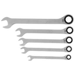 GROSS Набор ключей комбинированных трещоточных, количество зубьев 100, СRV, 5 шт, 8- 17 мм 14858