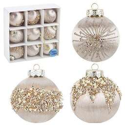 ВОЛШЕБНАЯ СТРАНА Набор шаров SYQB- 0124054, 9шт, 8см цвет бежевый (108511)