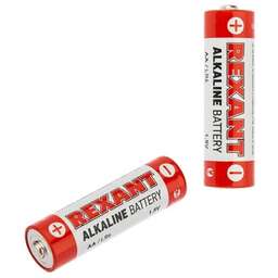 REXANT Батарейка алкалиновая AA/LR6 пальчиковая 1,5В блистер 2 шт.