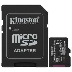 KINGSTON Карта памяти microSDXC UHS-I U3 Canvas Select Plus 1024 ГБ, 150 МБ/с, Class 10, SDCS3/1TB, 1 шт., переходник SD