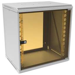 SUPRLAN Шкаф коммутационный (05-1203) настенный 12U 600x450мм пер.дв.стекл направл.под закл.гайки 70кг светло-серый 385мм 21.94кг 620мм металл