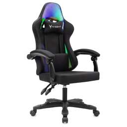 KNIGHT Кресло игровое Wolf RGB черный с подголов. крестов. пластик пластик черный