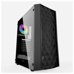 POWERCASE Корпус Diamond Mesh LED, Tempered Glass, 1x 120mm 5-color fan, чёрный, ATX (CMDM-L1)