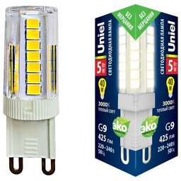 UNIEL (UL-00006748) LED-JCD-5W/3000K/G9/CL GLZ09TR