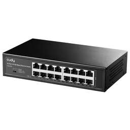 CUDY Коммутатор 16-Port 10/100 Mbps Metal Switch 16-Port 10/100 Mbps Switch, 16 10/100 Mbps RJ45 Ports, Switch/VLAN/Extend working mode DIP switch, Rack-mountable Steel Case, Power Saving, Plug & Play, Rack-Mount kits included